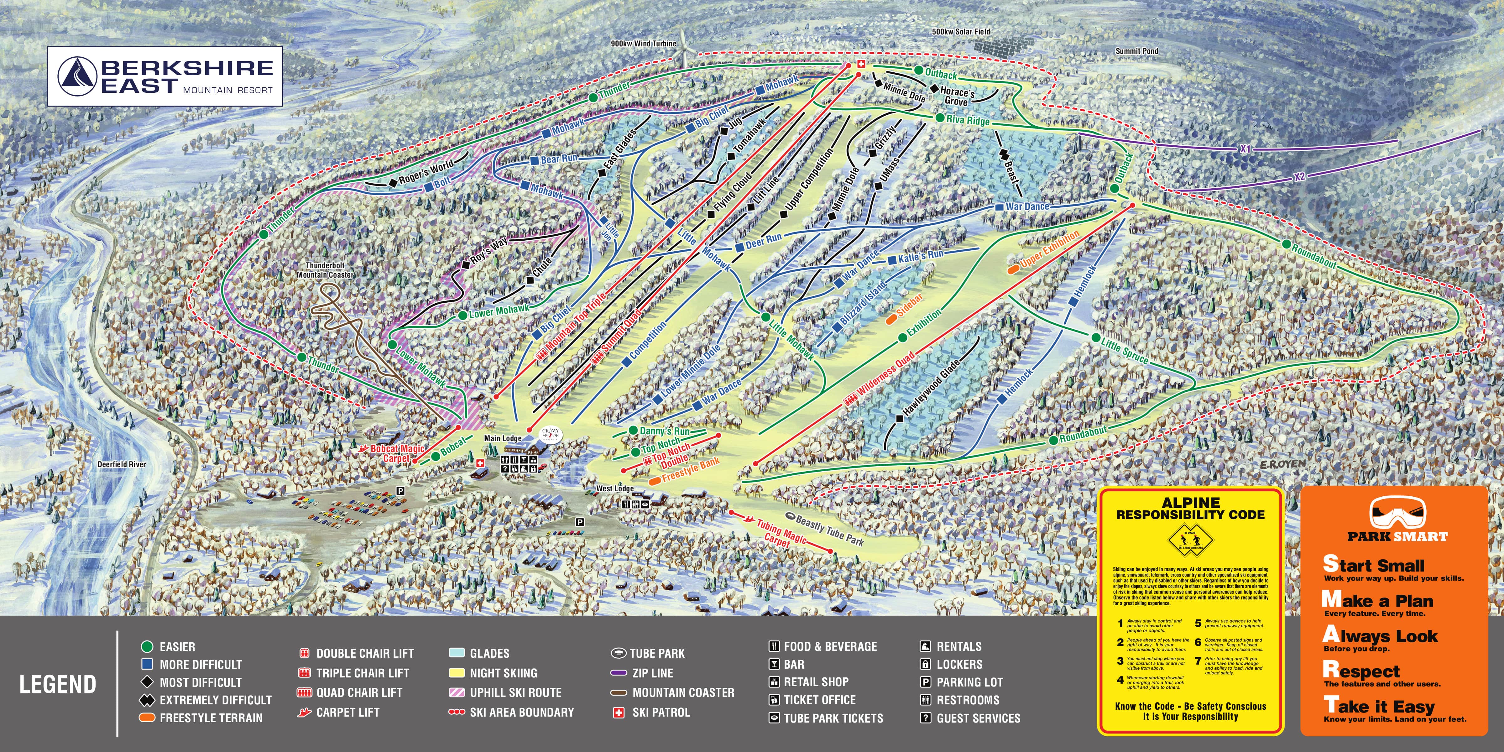 Berkshire East Piste Map / Trail Map (high res.)