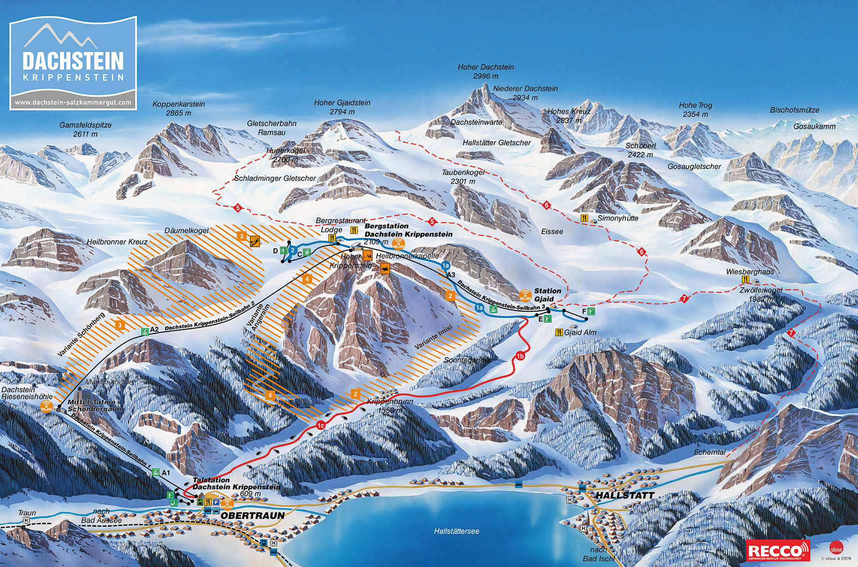 Dachstein Glacier Piste Map / Trail Map
