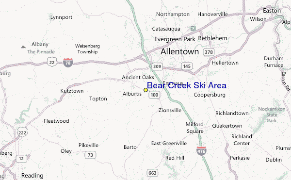 Bear Creek Ski Area Location Map