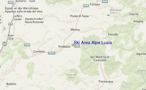 Bellamonte Alpe Lusia Location Map
