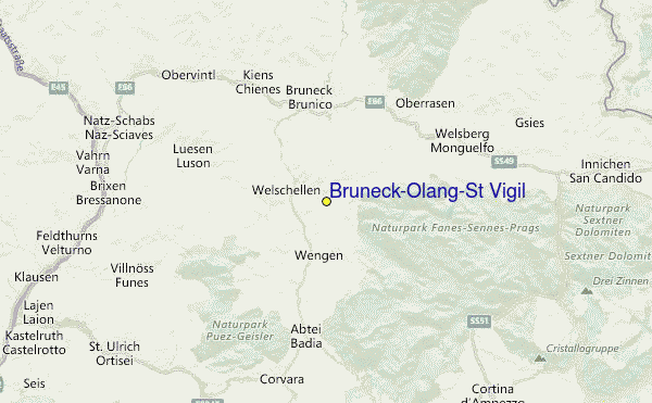 Bruneck-Olang-St Vigil Location Map