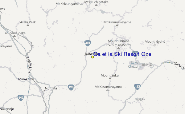 Ca et la Ski Resort Oze Location Map