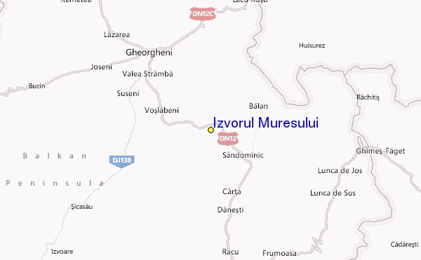 Izvorul Mureşului Location Map