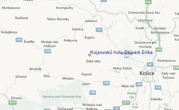 Kojšovsků hoľu/Skipark Erika Location Map