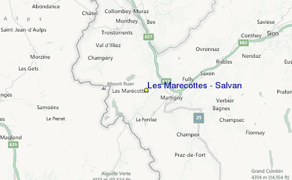 Les Marécottes - Salvan Location Map