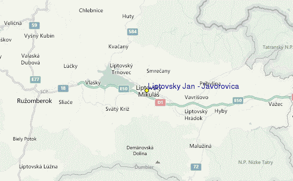 Liptovsky Jan - Javorovica Location Map