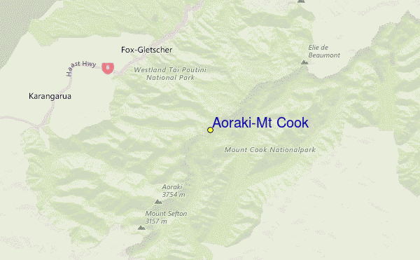 Mount Cook Location Map