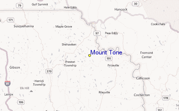 Mount Tone Location Map
