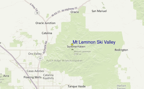 Mt Lemmon Ski Valley Location Map