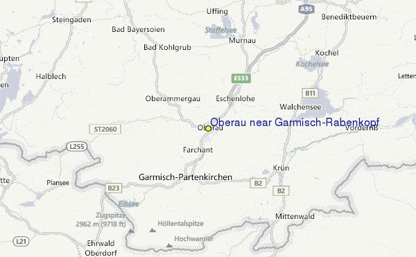 Oberau near Garmisch/Rabenkopf Location Map