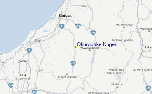 Okuradake Kōgen Location Map