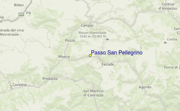Passo San Pellegrino-Falcade Location Map