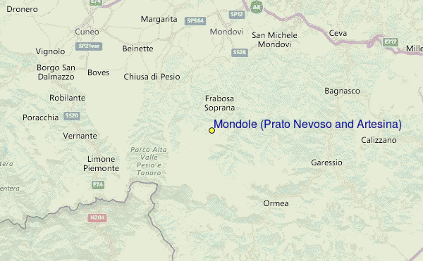 Mondolè (Prato Nevoso and Artesina) Location Map
