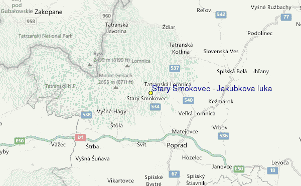 Starý Smokovec - Jakubkova lúka Location Map