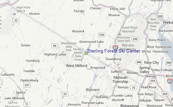 Sterling Forest Ski Center Location Map