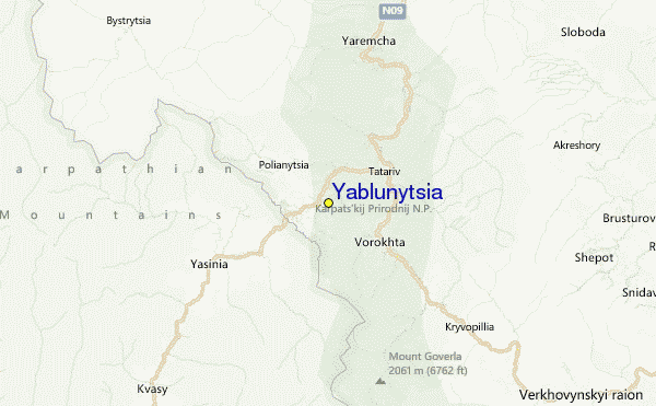 Yablunytsia Location Map