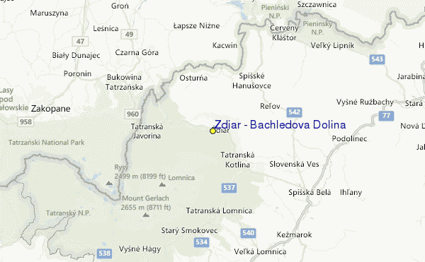 Zdiar - Bachledova Dolina Location Map