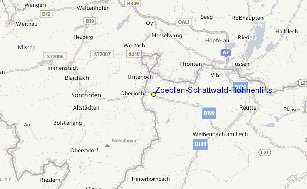 Zoeblen-Schattwald/Rohnenlifts Location Map