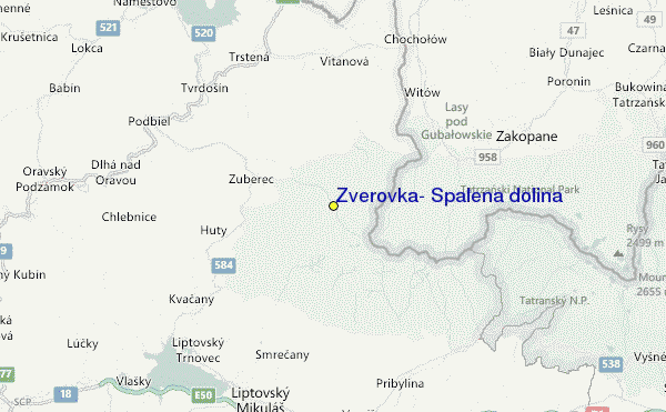 Zverovka- Spálená dolina Location Map