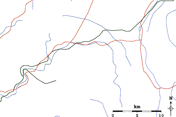 Roads and rivers close to Brezovica Ski Centrum