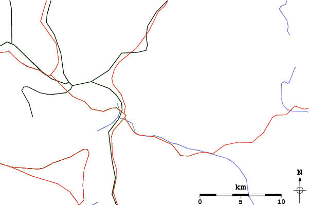 Roads and rivers close to Brunni - Haggenegg (Mythen)