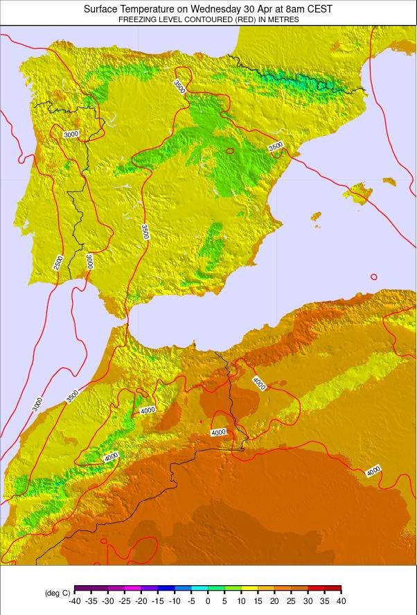 Spain / Portugal weather map - click to go back to main thumbnail page