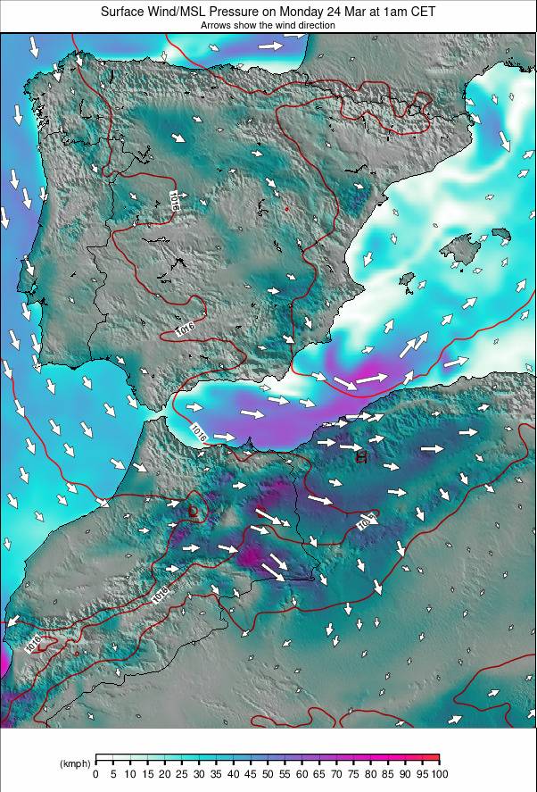 Spain / Portugal weather map - click to go back to main thumbnail page