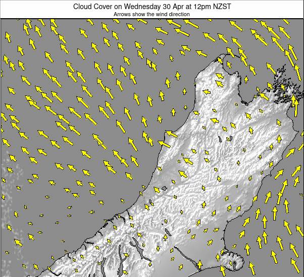 South Island - upper weather map - click to go back to main thumbnail page