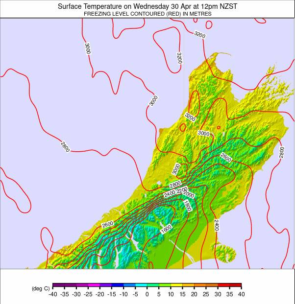 South Island - upper weather map - click to go back to main thumbnail page