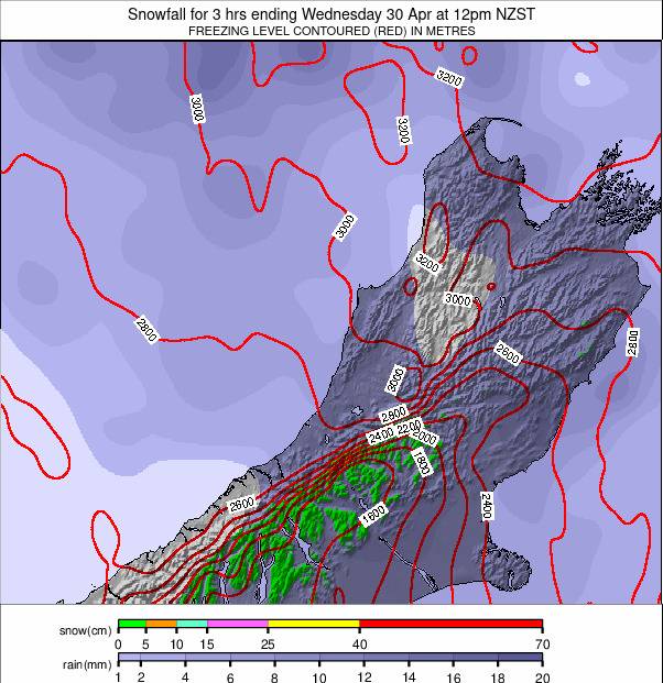 South Island - upper weather map - click to go back to main thumbnail page