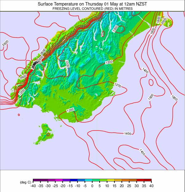 South Island - lower weather map - click to go back to main thumbnail page