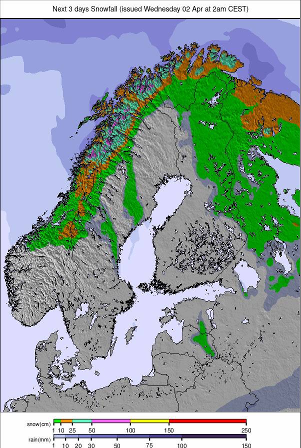 Precipitation forecast for Europe (Precipitații în Europa)