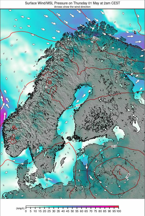 Scandinavia weather map - click to go back to main thumbnail page