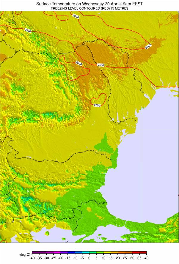 Bulgaria / Romania weather map - click to go back to main thumbnail page