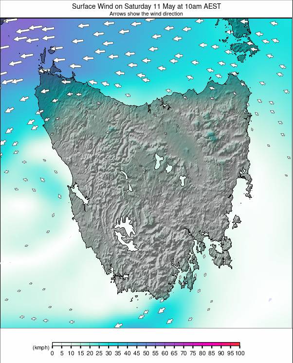 Tasmania weather map - click to go back to main thumbnail page