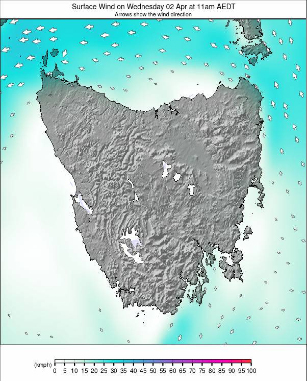 Tasmania weather map - click to go back to main thumbnail page