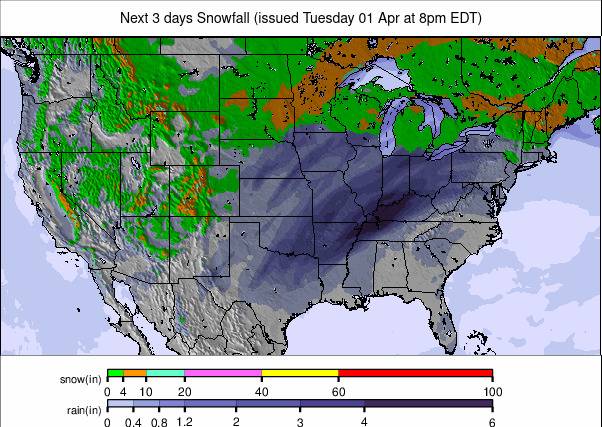 Precipitation forecast North America (Precipitații în America de Nord)