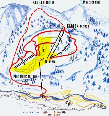 Ala di Stura Piste / Trail Map