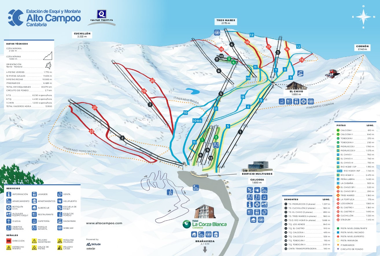 Alto Campoo Piste / Trail Map