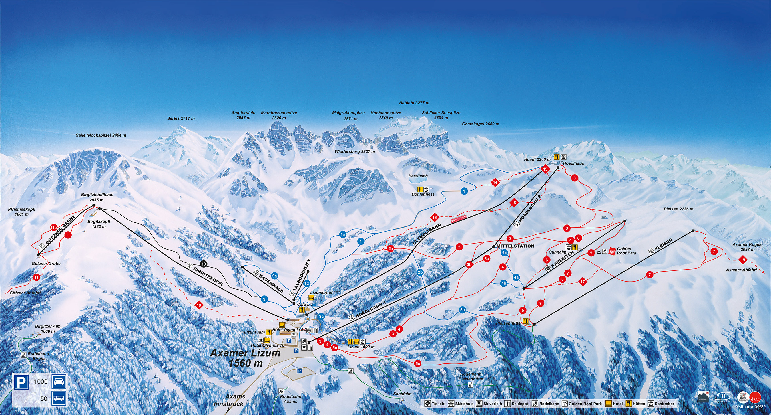Axamer Lizum Piste / Trail Map