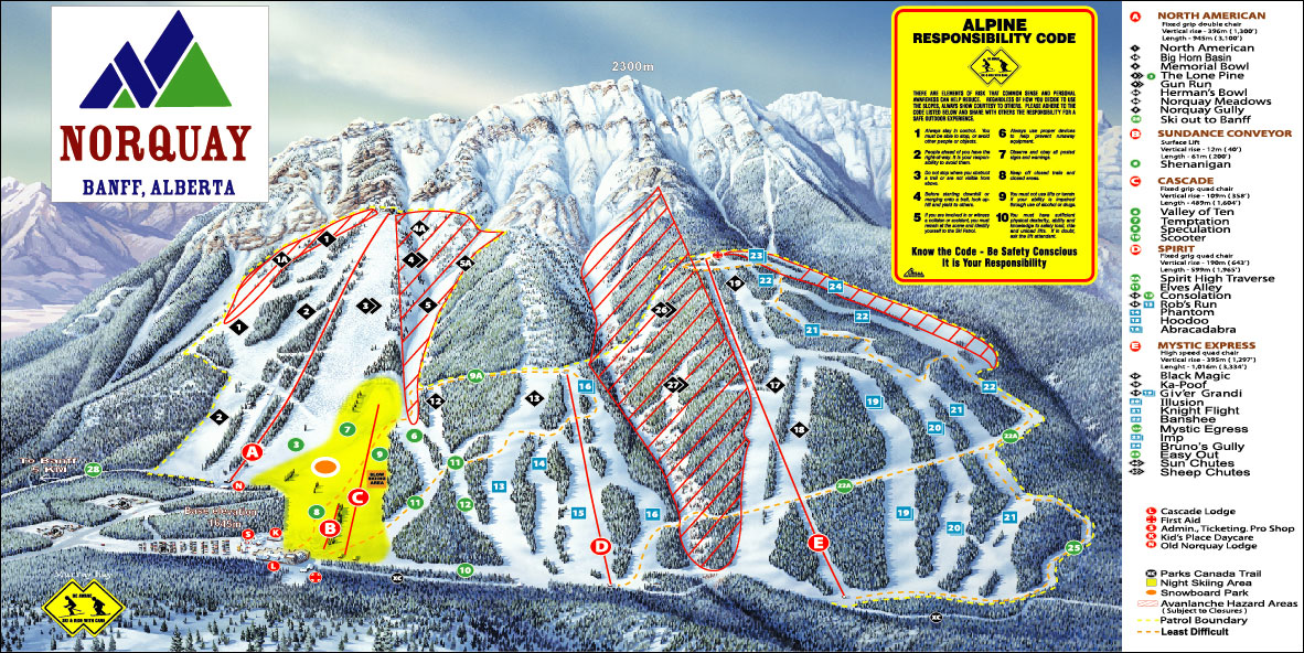 Banff Mt Norquay Piste / Trail Map