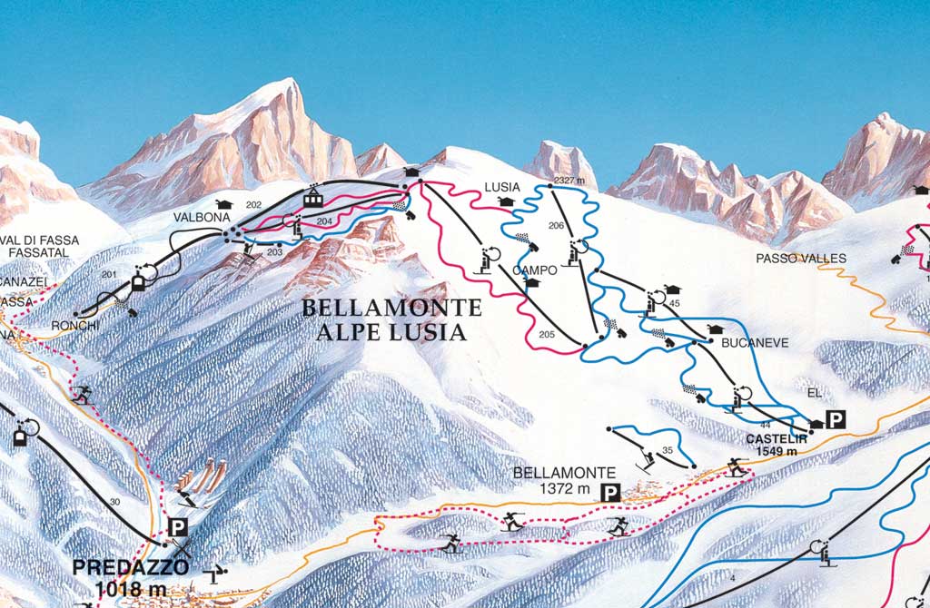 Ski Area Alpe Lusia Piste / Trail Map