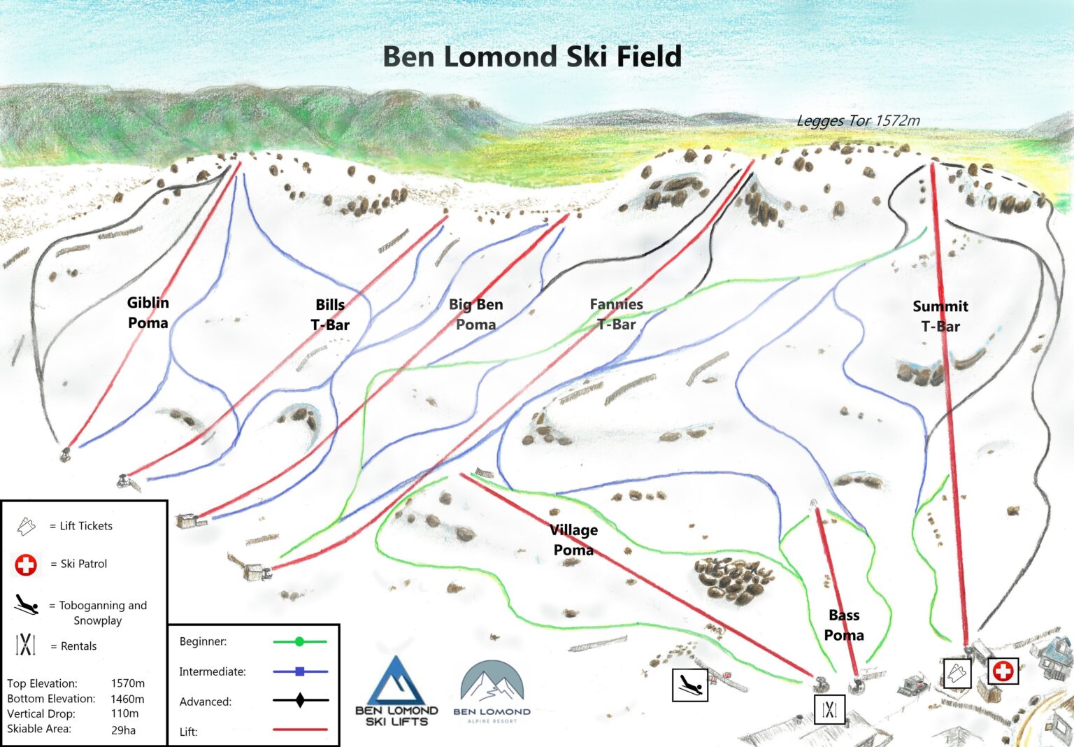 Ben Lomond Piste / Trail Map
