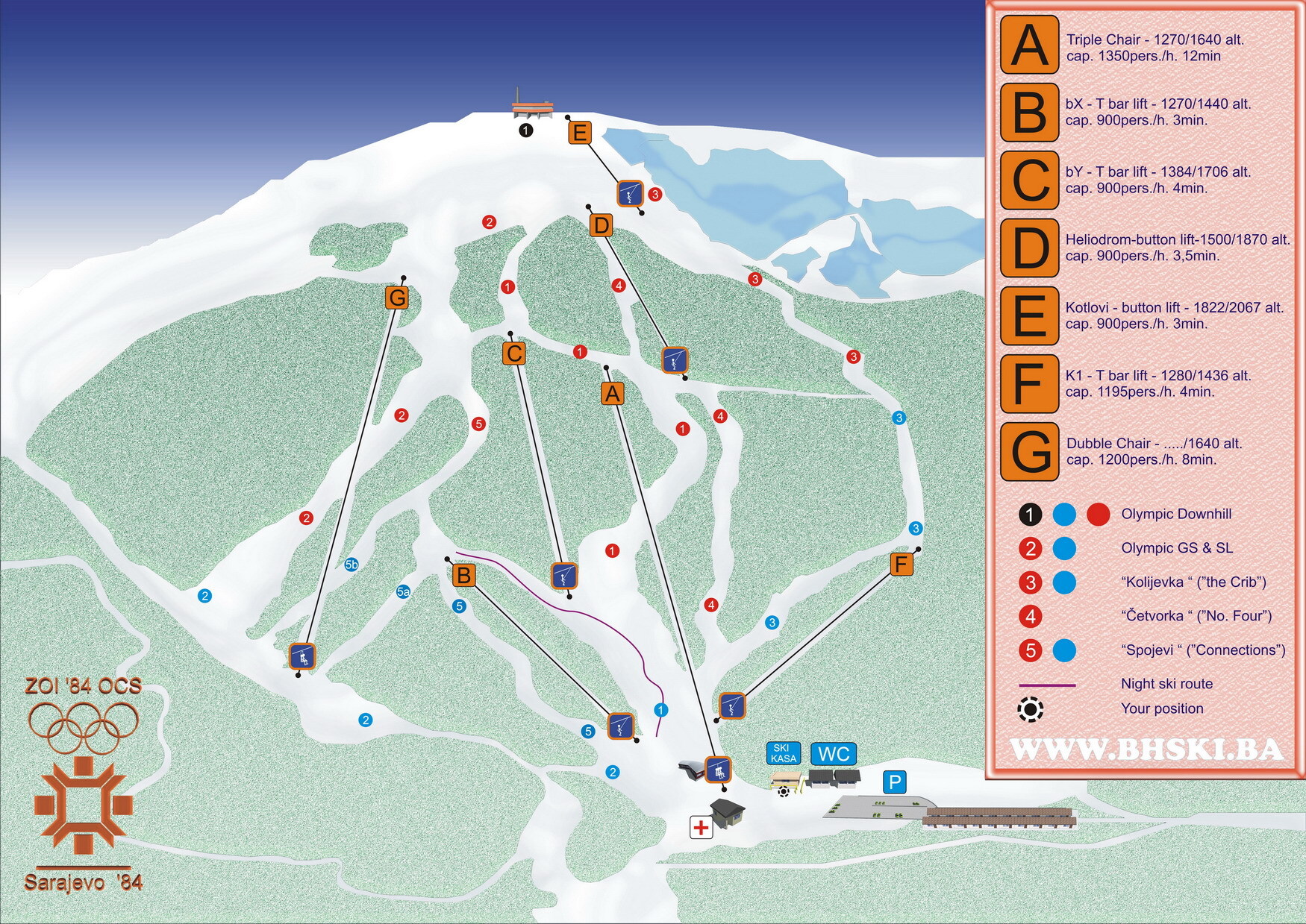 ski karta Bjelašnica Piste Map / Trail Map ski karta