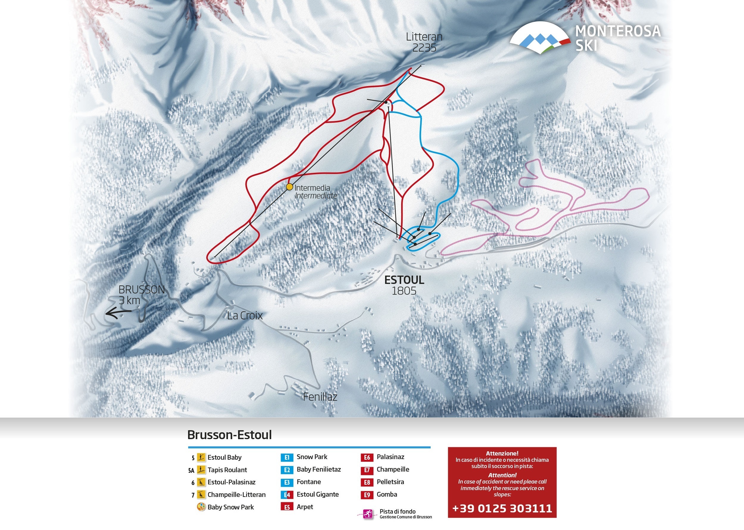 Brusson Piste Map Trail Map