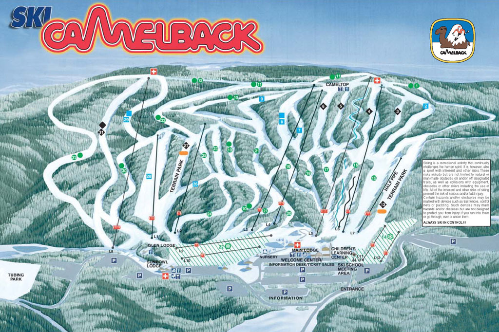 Camelback Ski Area Piste Map / Trail Map (high res.)