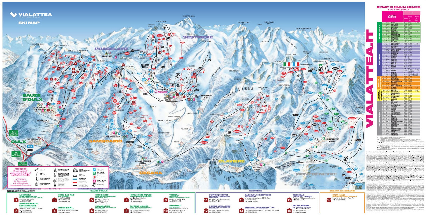 Cesana Torinese (Via Lattea) Piste / Trail Map