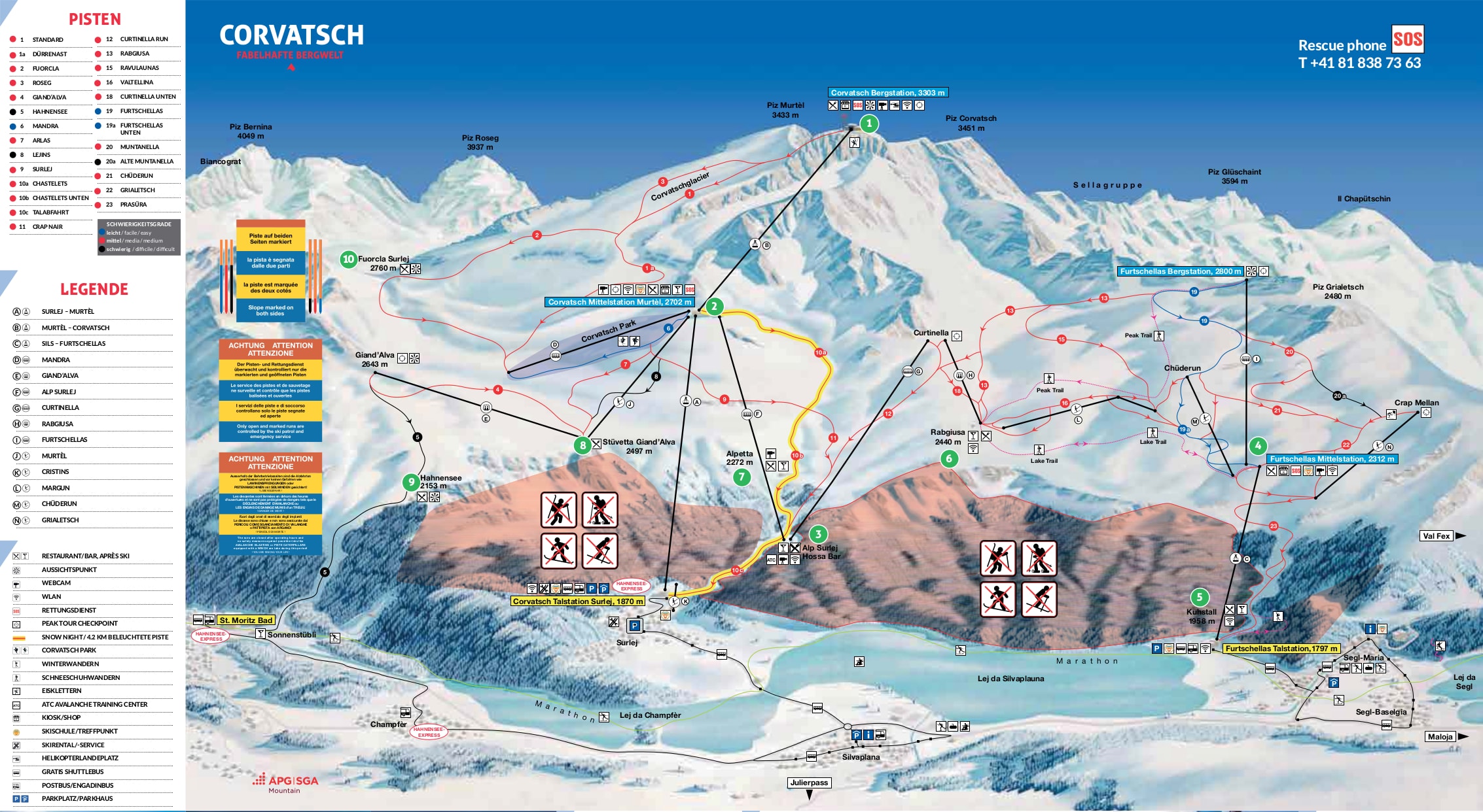 Corvatsch-Furtschellas Piste / Trail Map