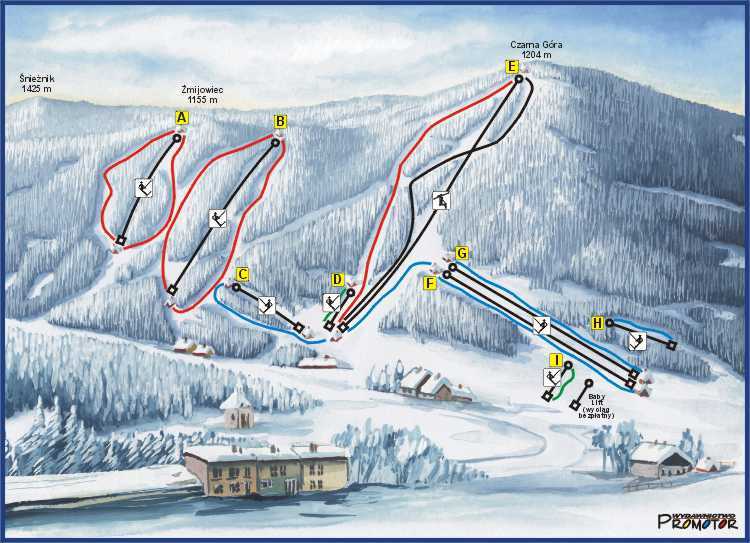 Czarna Góra Piste / Trail Map