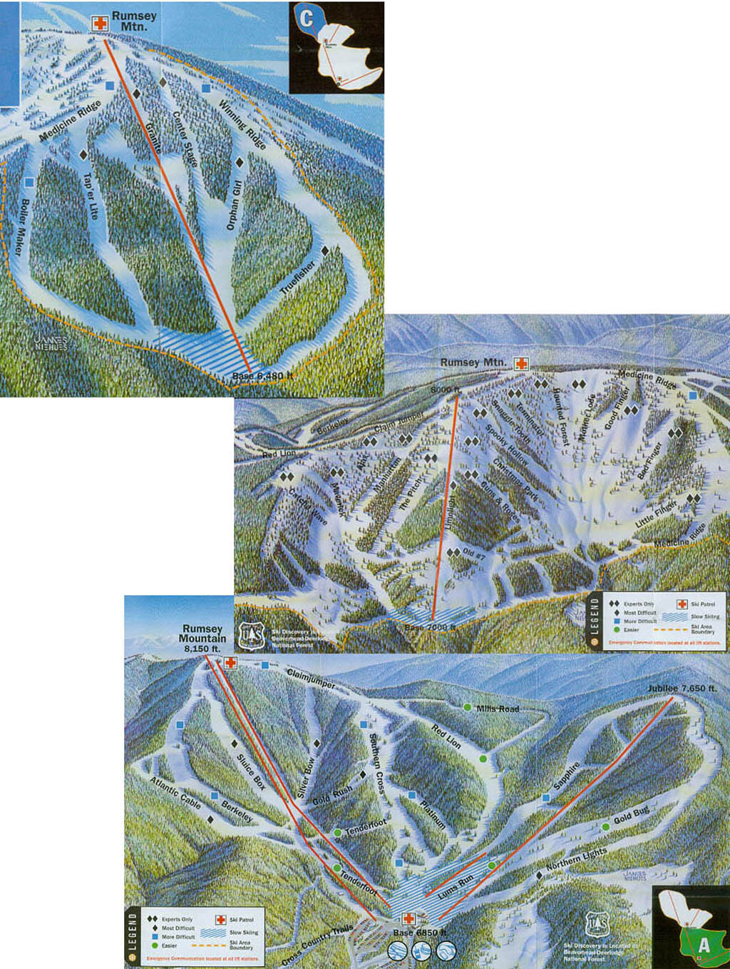 Discovery Ski Area Map Discovery Ski Area Piste Map / Trail Map